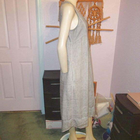 Soft Surroundings Charlene Linen Midi Dress Size M Pockets Sleeveless High Low - Picture 6 of 12
